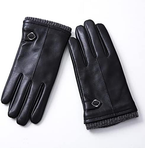 N/A Men's Leather Plus Velvet Luves Luvas de couro de condução ao ar livre