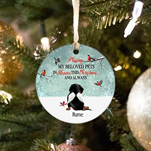 Ornamento de Natal da Árvore de Natal de 3 polegadas, sinto falta do meu amado animal de estimação no céu, nome de cão de cão