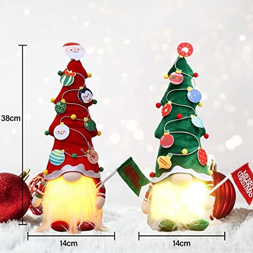 Kepnilo Christmas Gnomos brilhantes Conjunto de 2, 17 polegadas Gnome Christmas Ornamentos Decoração de casa Gnomos com luzes