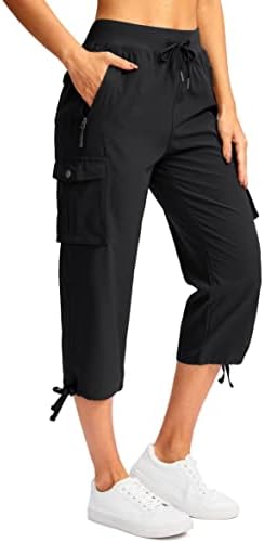 Calça de carga feminina de carga feminina com 6 bolsos leves calças de verão de viagens rápidas de viagem a seco para mulheres
