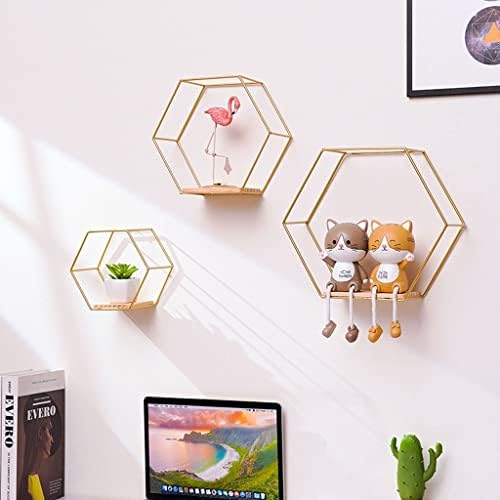 Jahh Creative Wreed Iron Wall Holding Holding Hexagonal Room de Livra Bedro de Armazenamento Rack de Banheiro Acessórios de Armazenamento