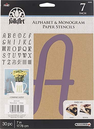Papel de estêncil Folkart, alfabeto e monograma serif 5 , 5