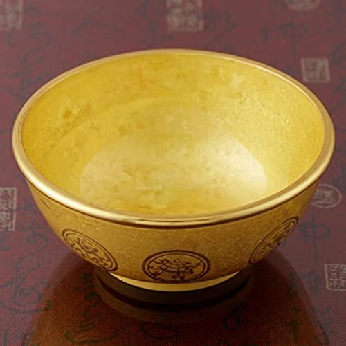 Copper oito auspiciosa tigela de abastecimento de água, suprimentos de budismo vintage feitos à mão, oferecendo Buda Jasting Bowl para presentes de coleção religiosa, 5 polegadas