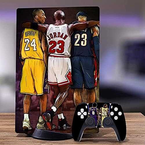 Pzduizu PS5 Basketball Disc Versão Skin para console e controladores Adesivo de vinil, durável, resistente a arranhões, sem