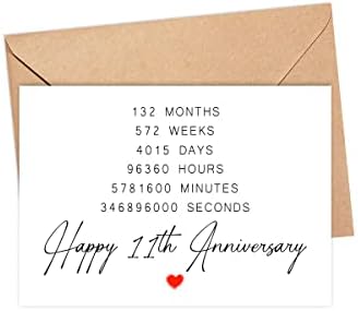 Dianddesigngift Happy 11th Anniversary Card - 11 anos de aniversário de aniversário de casamento Presentes - Ideia para namorado - para o marido - para esposa - para namorada - para a melhorie - para chefe - para colegas