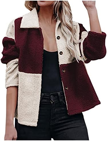 Ruziyoog feminino sherpa jaqueta sherpa colorlock bloco de manga longa lã de pelúcia casacos de pelúcia abosto lixo