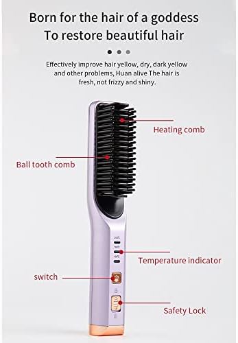 WPYYI Aquecimento escova de cabelo reto Fast Styling Hair sem fio Ferros lisos de alisamento pente usb rechargebattery