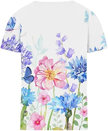 Tops de verão feminino tampa da moda de flor curta de manga curta Camise