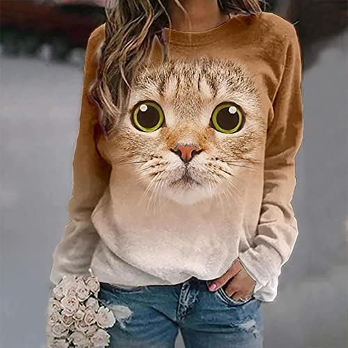 Camisa feminina 3d Camiseta de impressão de gato Casual Casual Tops Summer Blusa de manga curta LOGADOS DE PETOS DE PETO