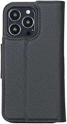 Blackbrook iPhone 14 Proty e conjunto de casos - Burkley Luxuosa carteira de couro de grão completo para iPhone 14 Pro - 4 slots