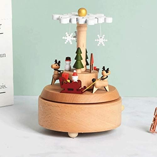 Lhllhl Beech Christmas Snowflake Box de madeira decoração de férias decoração de música