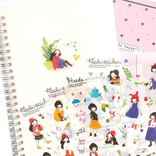 Adesivos coreanos fofos defina adesivos de planejador de garotas kawaii para diários, scrapbooking, planejadores, cartões, artes e artesanato de bricolage