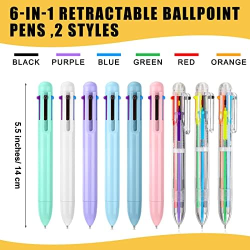 Sherr 60 PCs 6 em 1 Ballpo de caneta de caneta multicolor