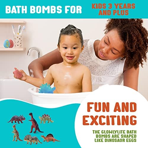 GLOWLYLITE - Bombas de banho de 9 da embalagem para crianças 3 anos ou mais com brinquedos surpresa de dinossauros