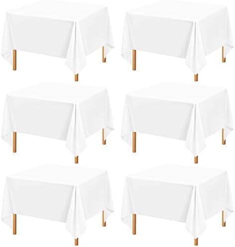 Toca de mesa quadrada de 6 embalagem 52 x 52 polegadas de mesa quadrada branca, manchas e rugas resistentes a lavabáveis