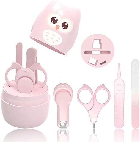 Kit Hewady Baby Care para crianças e recém -nascidos com músicas de unhas, músicas de unhas, arquivos de unhas e pinças, rosa