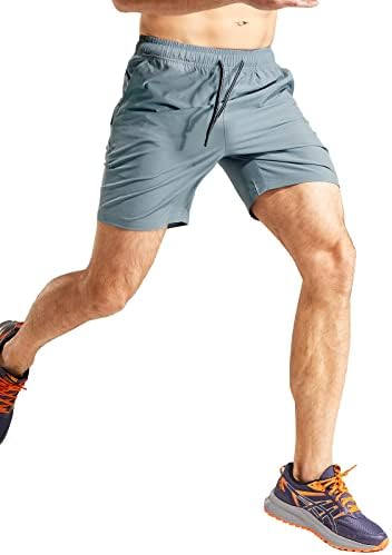 Mier Men's Workout Shorts Running 7 polegadas Athletic leve com bolsos com zíper sem liner shorts ativos de academia rápida