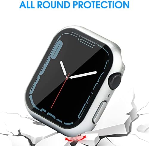 TiorEcime 28 Pack Case para Apple Watch Series 8 e 7 41mm com protetor de tela de vidro temperado, cobertura de proteção de PC rígida e ultrafina à prova de choque, pára-choque de borda geral compatível com Iwatch S8 S7 41mm