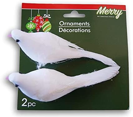 Pássaros de pomba branca com clipes - enfeites de pássaros ou enfeites de coroa - 2 peças