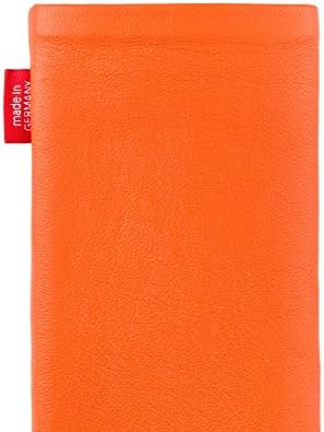 Fitbag Beat Batch Orange Custom Taxed Taxed Sleeve para Samsung Galaxy S8. Bolsa de couro Nappa fina com revestimento de microfibra integrado para limpeza de exibição