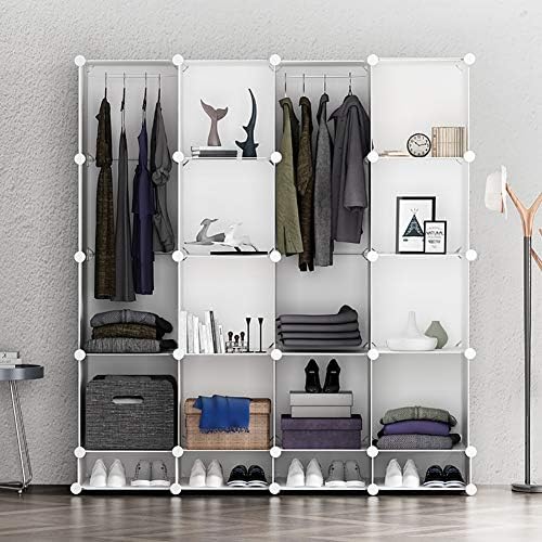 Prateleiras de armário Organizador, roupas portáteis Armário de armário de armário de guarda -roupa de cubo para quarto -e 147x47x183cm