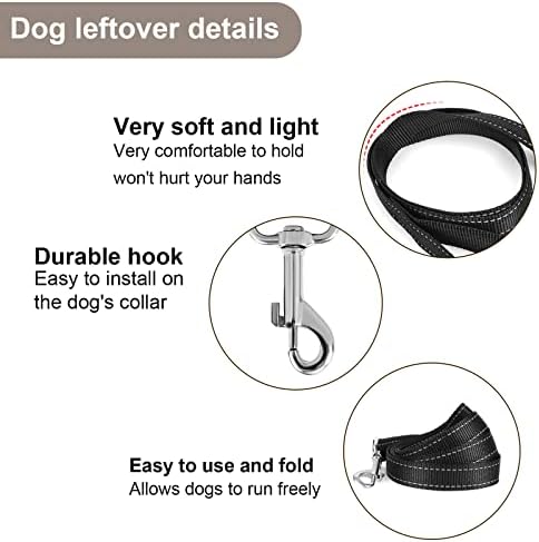 Coleira refletiva de cão, nylon cão coleira de cão pesado treinamento de cães coleira treinar durável chumbo corda com metal fecho
