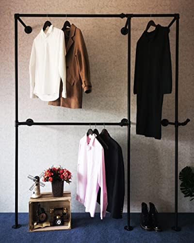 Anynice Industrial Pipe Clothing Rack, Rack de roupas industriais, hastes de roupa para pendurar roupas, rack de roupas, rack