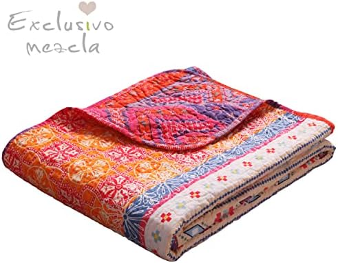 Exclusivo mezcla luxo reversível algodão Paisley boho listrado tamanhado duplo manto de cama multicolorido, lavável máquina e secamente,