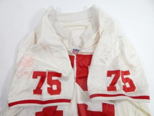 1995 San Francisco 49ers 75 Game usou White Jersey 52 690 - Jerseys usados ​​na NFL não assinada