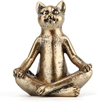 Estátuas de gato de ioga smadeer para detalhes de decoração de casa, estatueta de pose de ioga para zen quarto espiritual sala de