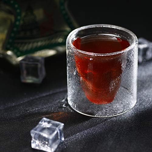 Viktorwan Skull Copos, copos de tiro, xícara engraçada de bebida de cristal, copos de uísque criativos, copo de cerveja fria de parede