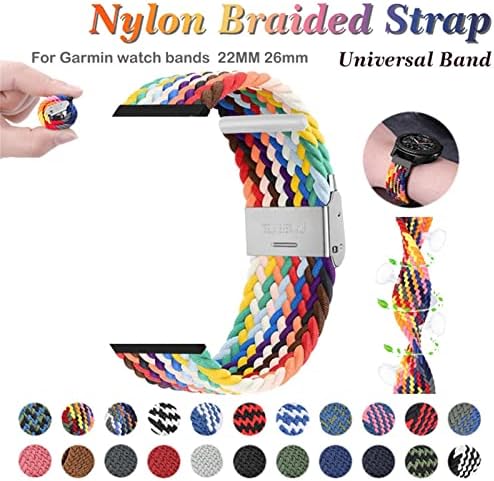DJDLFA Braided Nylon Watch Bands com fivela elástica para Garmin Fenix ​​7 7x 6 6x Pro 5x 5 3HR 945 S60 S62 RELEME