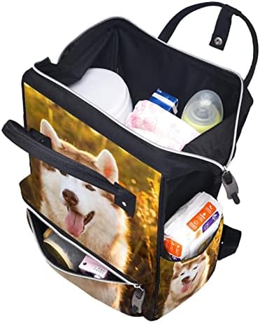 Mochila de viagem Guerotkr, bolsa de fraldas, bolsas de fraldas da mochila, padrão de animal husky de cachorro