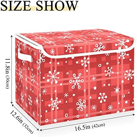 Fuluhuapin Feliz Natal Caixa de armazenamento de brinquedos de floco de neve com tampa, 16,5 x12.6 x11.8 Brinquedos robustos