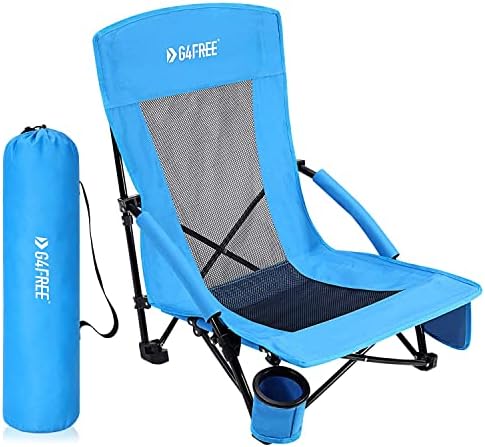 Cadeira de praia com baixo teor de estiragem, cadeira de praia portátil dobrável, cadeira de acampamento de mochila para adultos