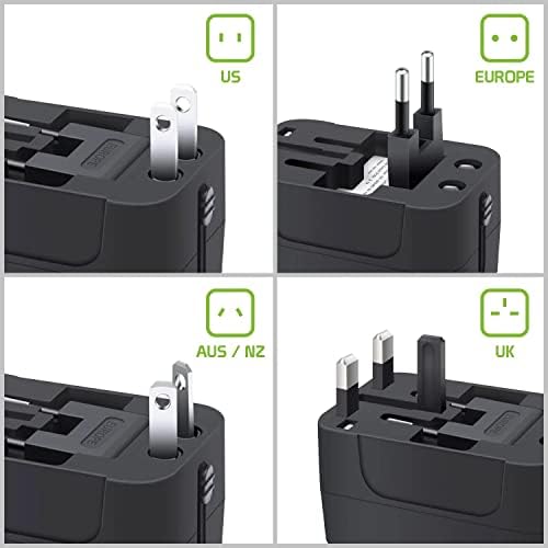 Viagem USB Plus International Power Adapter Compatível com o Videocon A52 para energia mundial para 3 dispositivos