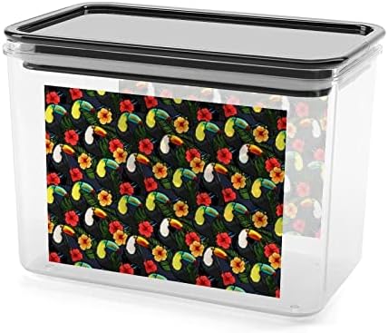 Caixa de armazenamento Toucan e Hibiscus Caixas de recipientes de organizador de alimentos plásticos com tampa para cozinha