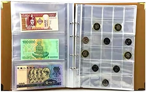 Álbum de coleta de moedas para colecionadores, 150 bolsos Coleção de moedas e 180 bolsos Coleção de dinheiro em papel,