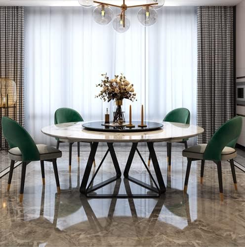 Mesa de jantar redonda de mármore lakiq com preguiçosa Susan Modern Round Pedestal Dining Table Nordic Kitchen Dining Sala