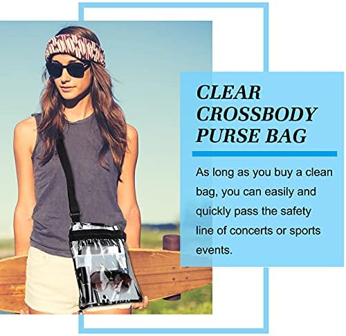 Xuniea 2 peças estádio de bolsa transparente aprovada bolsa de bolsa crossbody clara com bolsa de ombro de zíper de bolso interno