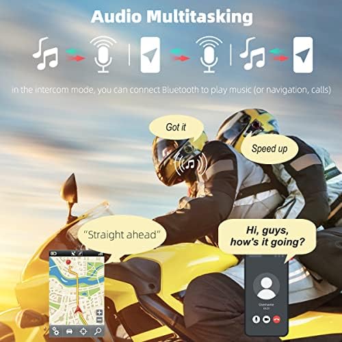 CoFUNKOOL X5 Motocicleta Bluetooth fone de ouvido do capacete do fone de ouvido com microfone estéreo de cancelamento de ruído, multitarefa de áudio, compartilhamento de músicas, IPX67 à prova d'água, para meio capacete de rosto