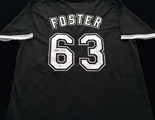 Matt Foster assinou o Baseball White Rawlings autografado e o tamanho da camisa preta XL - Beckett Coa - Chicago