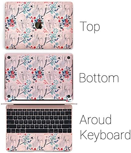 Vinil Clear Skin Compatível com MacBook Pro 13 2019 Pro 16 2020 Mac Air 13 2018 Retina 15 Air 11 Mac 12 Bear Floral Design Berries Polar Ramo Polar Stick Decal Cover Animal Print Bloom FC132