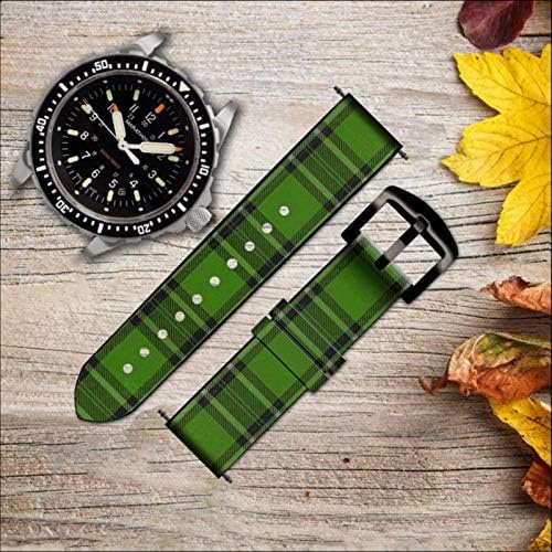 CA0289 Tartan Green Pattern Leather Smart Watch Band Strap for Wristwatch Smartwatch Smart Watch Tamanho