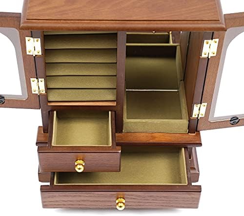 Etedeal Vintage Wooden Jewelry Storage Case, Rings Brincos Coloque Colar
