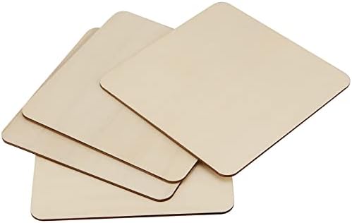 Hozeon 60 PCs 5 5,5 polegadas inacabadas de madeira, recortes quadrados de madeira, pedaços de madeira quadrada em branco placa