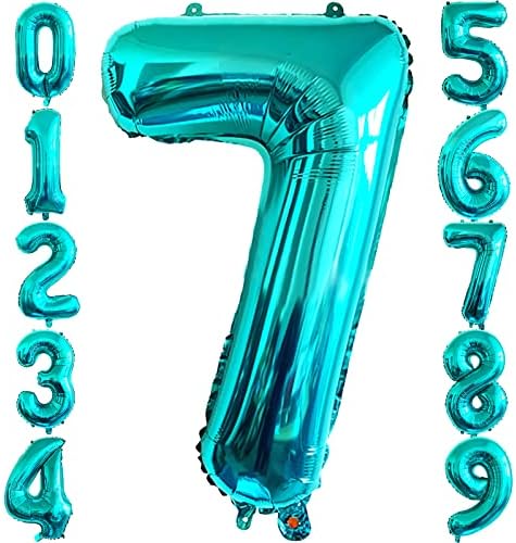 Balão de 40 polegadas Tiffany Blue Número 7, Big Size Big Teal Blue Digit Fom