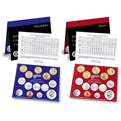 2011 P&D Estados Unidos Mint Coin não circulado definido em embalagens originais do governo Brilhante não circulado