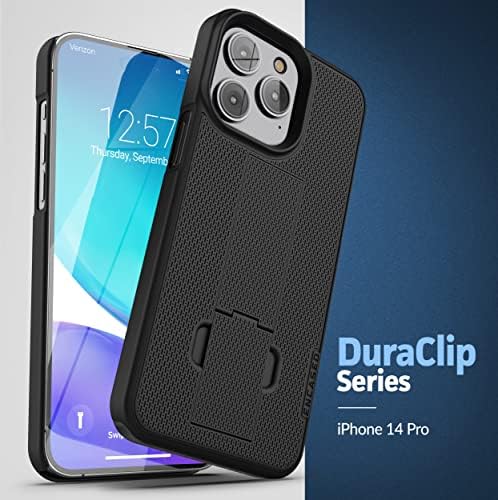 Duraclip Holster ENCASED projetado para iPhone 14 Pro Case com clipe de cinto e kickstand