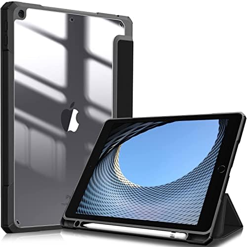 Pacote de caixa de rotação de 360 ​​graus com fintie híbrida tampa transparente híbrida para iPad 9 /8 / 7ª geração 10,2 polegadas